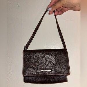 Nine West Brown Floral Embossed Super Small shoulder Bag